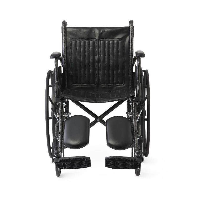 K1 Guardian wheelchair 18 inch with vinyl upholstery, swing-back desk-length arms, and elevating leg rests
