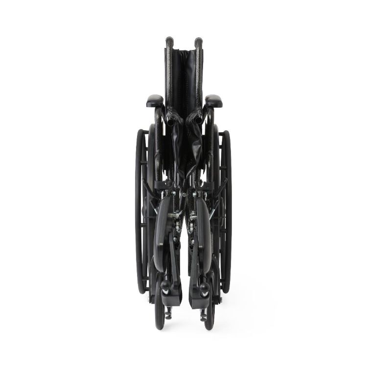 K1 Guardian wheelchair 18 inch with vinyl upholstery, swing-back desk-length arms, and elevating leg rests