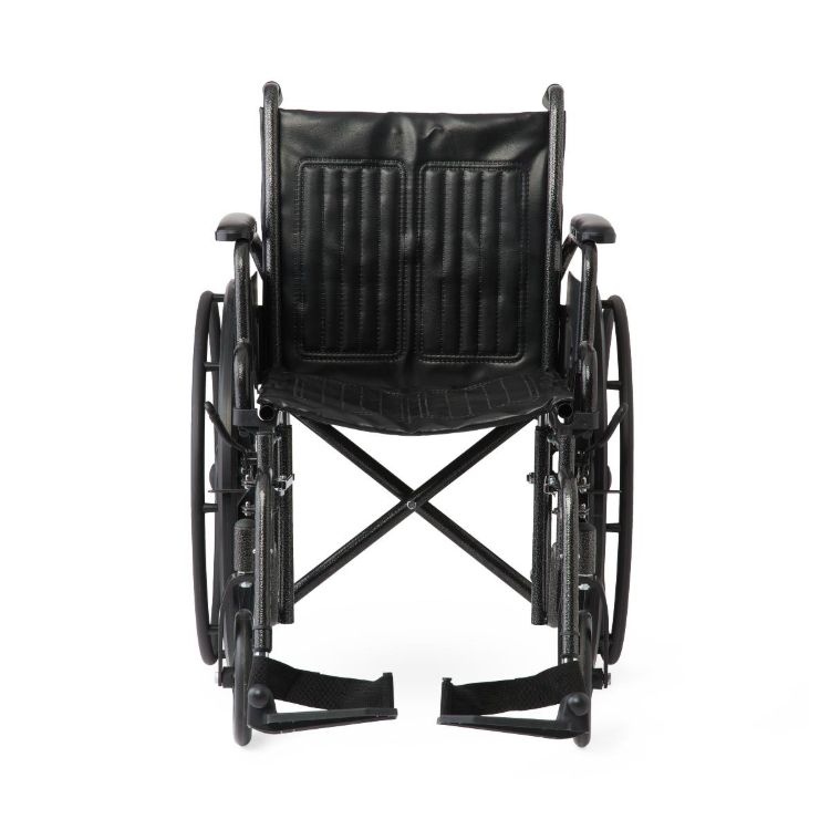 K1 Guardian wheelchair 18 inch with vinyl upholstery, swing-back desk-length arms, and swing-away footrests