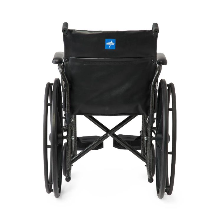 K1 Guardian wheelchair 18 inch with vinyl upholstery, swing-back desk-length arms, and swing-away footrests