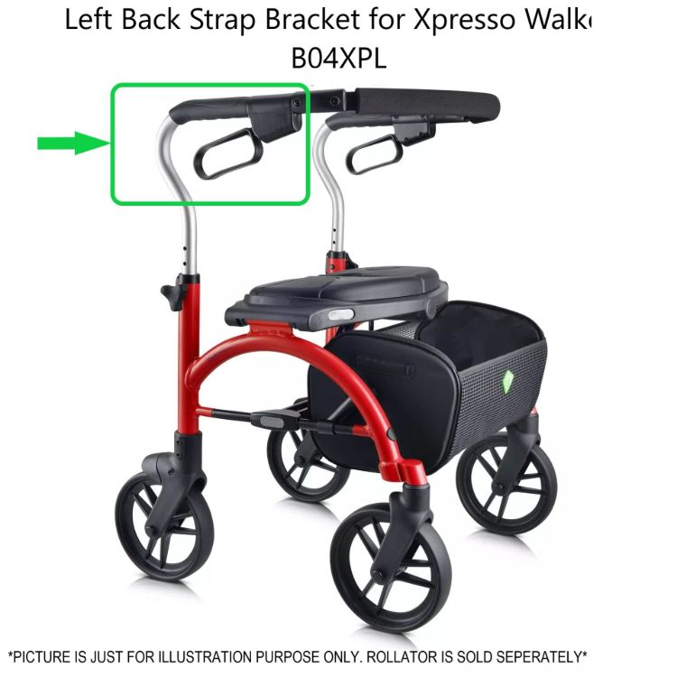 B04XPL left back strap bracket for compatible Evolution Xpresso Series rollator