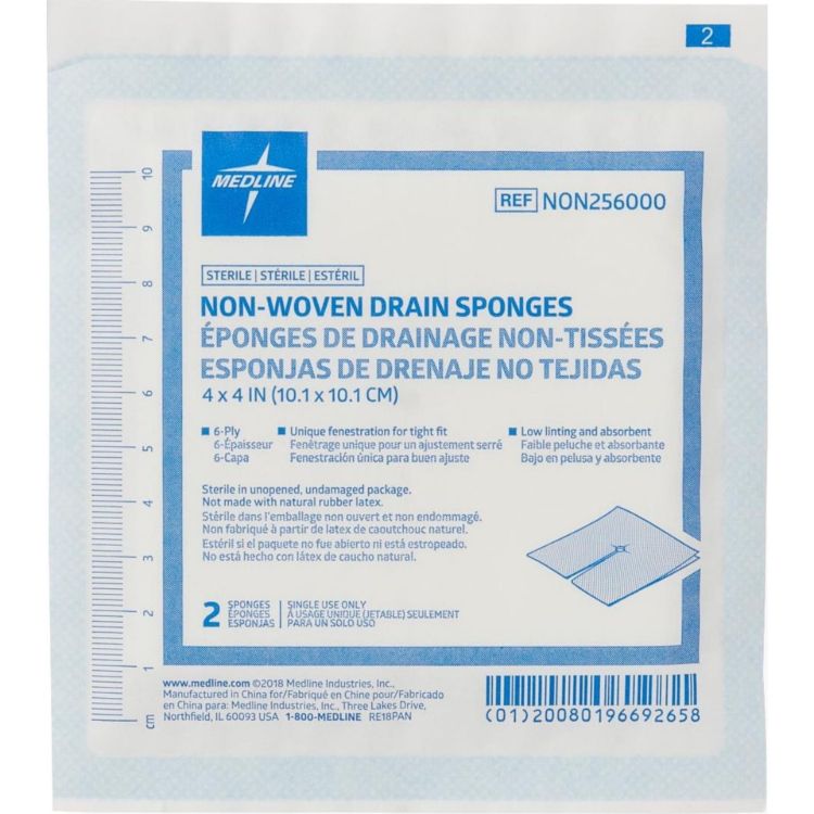 Medline Avant Gauze Drain Sponge Sterile 6 ply