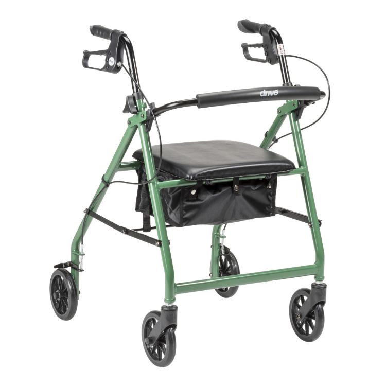 Drive Medical R726GR Aluminum Rollator Walker with Padded Seat in Green