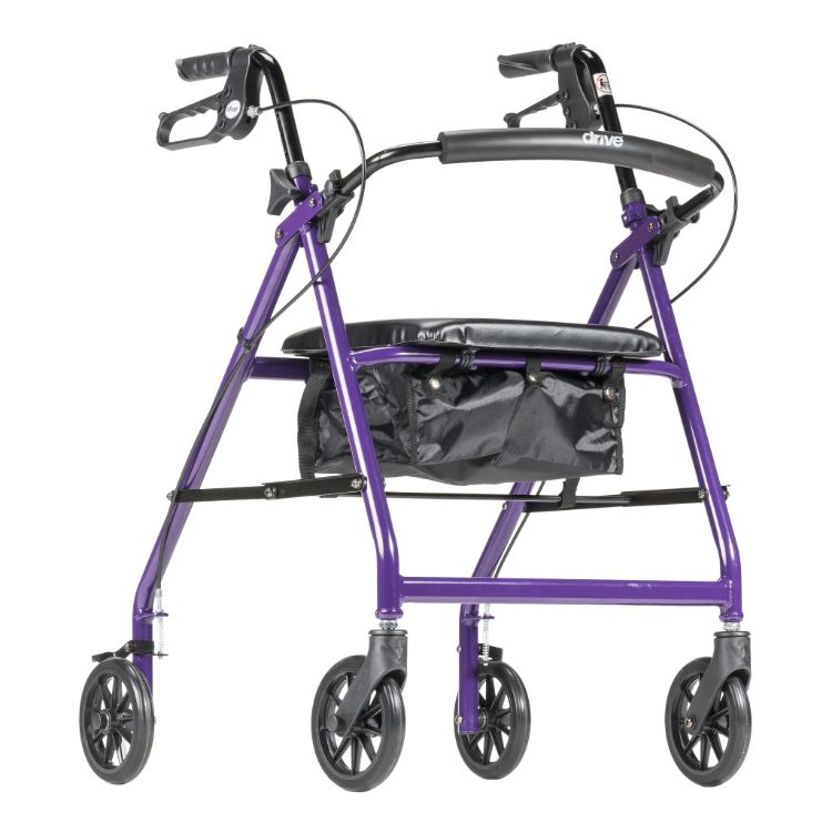 Drive Medical R726PR Aluminum Rollator Walker with Padded Seat in Purple