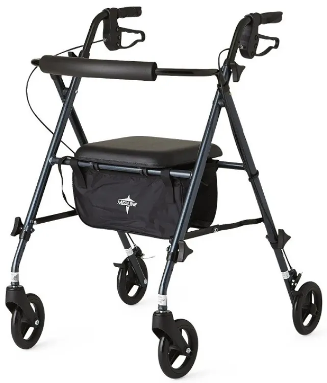 MEDLINE SUPERLIGHT ALUMINUM ROLLATOR WITH 6" WHEELS front view