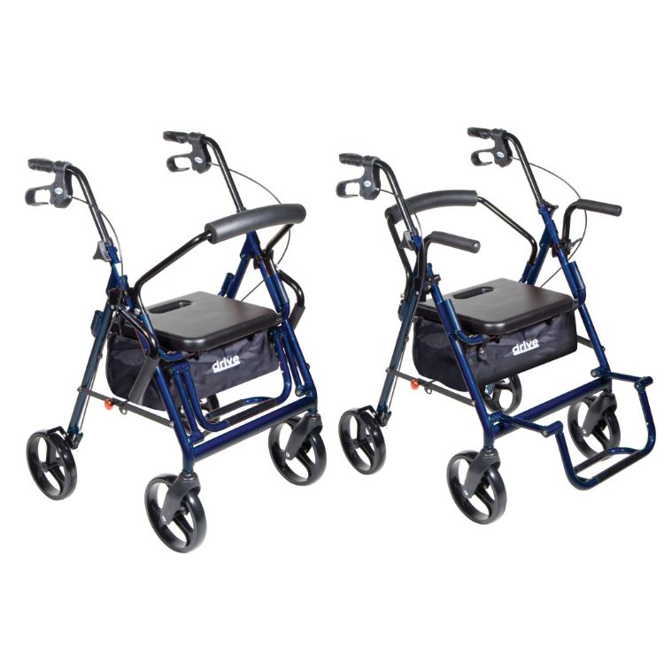 Duet Rollator/Transport Chair, 8" Casters Blue