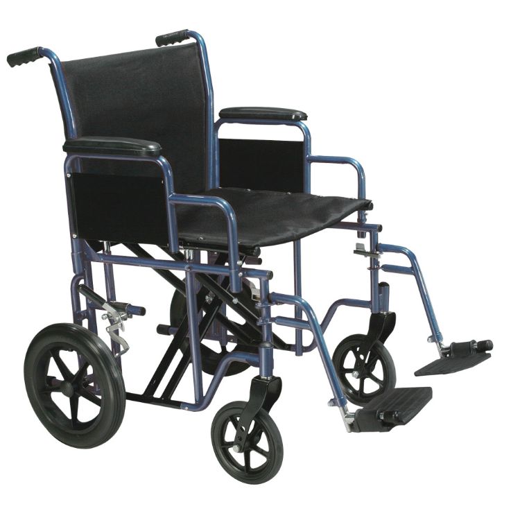 Drive heavy-duty 22-inch blue transport chair with 450 lb weight capacity