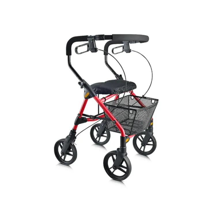 Evolution Piper Mini aluminum rollator walker with 8-inch wheels, cushioned seat and removable mesh basket